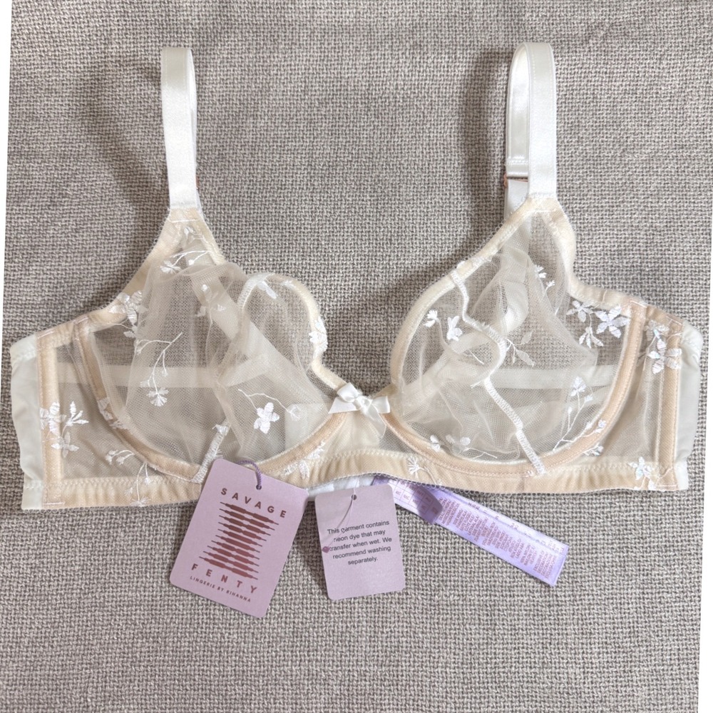 Savage X Fenty by Rihanna Embroidered Mesh Bralette 40C NWT